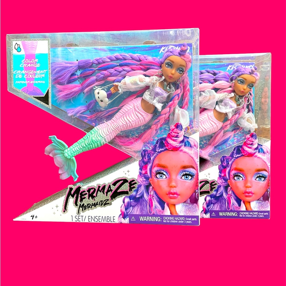 2 MERMAIDZ Color Change Kishiko Mermaid Fashion Doll Designer Outfit&Accessories